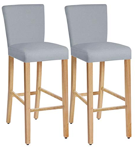 SHILV. HOME Stretch Abnehmbare Waschbare Esszimmerstuhlbezüge, Barhockerbezüge, Barhocker Stuhlbezüge Pub Counter Sitzbezug (Hellgrau,Set of 2)