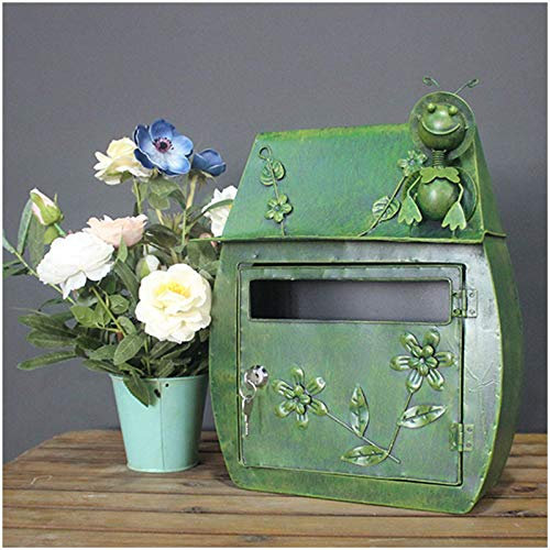 FZYE Antiker Briefkasten - Briefkasten Wand Briefkasten - Abgerundeter antiker Look Gusseisen Vintage Wohn Briefkasten mit sicherem Schloss und Zwei Schlüsseln