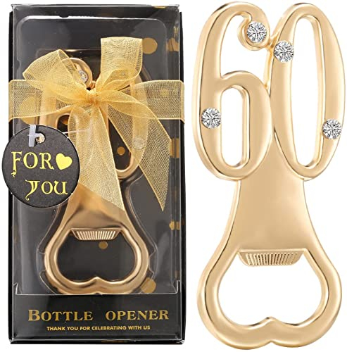 18 Pack 60th Birthday Bottle Opener for 60th Birthday Party Favors 60th Wedding Anniversaries Souvenirs Favors Gifts Table Decorations with Individual Gift Box for Guests (18, 60th)