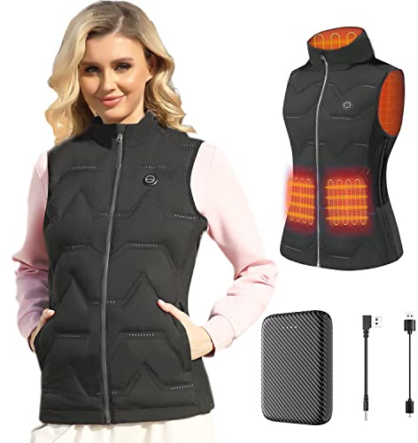 Kintiwe Beheizbare Weste Herren, Beheizte Weste Heizweste Wärmeweste mit Powerbank und 3 Stufen Temperatur, Winter Beheizbare Jacke für Outdoor Motorrad Jagd Angeln Skifahren