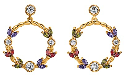 Heideman Ohrringe Nala Damen aus Edelstahl gold farbend matt Ohrstecker hängend für Frauen mit bunten Steinen vergoldet poliert