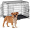 Relaxdays Hundekäfig, zuhause & Auto, HBT: 67 x 91 x 60 cm, Faltbare Hundebox mit Boden, 2 Türen, Griff, Stahl, schwarz