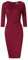 KOJOOIN Damen Etuikleid Business Bodycon Knielang Kleider Langarm Vintage Cocktailkleid mit Gürtel Bordeaux Weinrot L