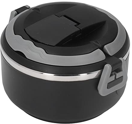 Cajas bento de estilo japonés, fiambrera de acero inoxidable, fiambrera térmica portátil, almuerzo aislado para cantimplora infantil para estudiantes y trabajadores de oficina[NEGRO/304], Fiambre