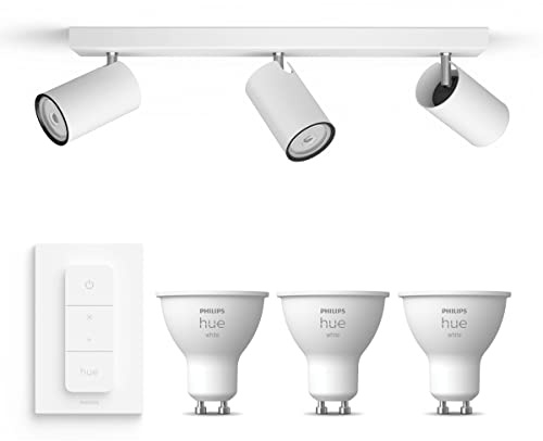 Philips Hue Kosipo Aufbaustrahler (Weiß) - 3-Flammig - Warmweiß | Inkl. Hue Dimmer Switch - Deckenstrahler - GU10 - Hue White