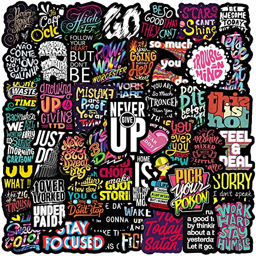 LYLSDSB Inspirierende Zitate Aufkleber 50 Stück Wasserdicht schwarz Motivierend Aufkleber für Wasserflasche Skateboard Handy Auto Laptop Scrapbooking Gepäck,Vinyl Decals für Teenager Kinder Studenten