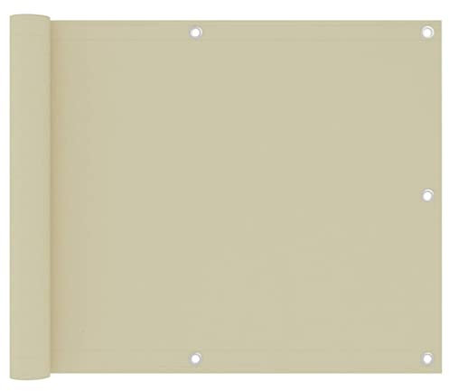 HOMIUSE 75x500 cm Balkon Sichtschutz Garten Sichtschutz Terrasse Balkon Regenschutz Privacy Balkonverkleidung Windschutz Balkon Balcony Privacy Screen Creme