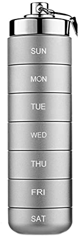 ISAKEN Tablettenbox 7 Tage Metall Medikamentenbox 7 Tage Tablettendose Mit 7 Teilbaren Fächer, Kleine Tablettendose Für Unterwegs, Outdoor, Reisen, Wandern, Camping