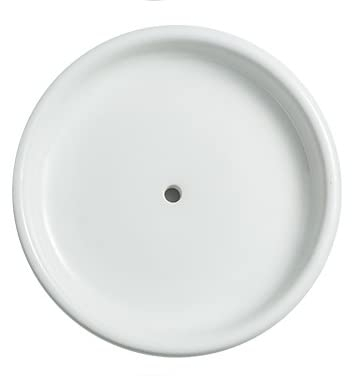 Round Self Draining Soap Dish, Small Ceramic Tray, Cute Jewelry Dish, Keep Soap Dry & Bathroom Décor (White)