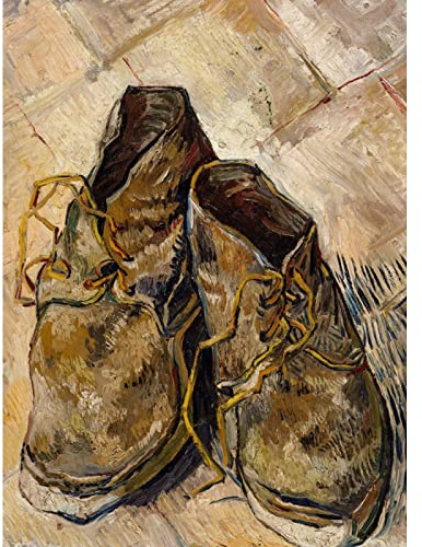 Bilder auf Leinwand XXL,Van Gogh Gemälde Reproduktion Ein Paar Schuhe Posterdrucke auf Leinwand Wandkunst für Wohnzimmer Wohnkultur 60 x 85 cm Rahmenlos