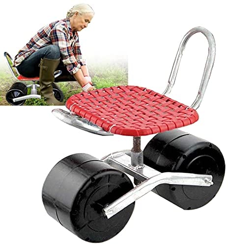 Fahrbarer Rollsitz für die Gartenarbeit - Höhenverstellbarer Gartenhocker mit Rollen und 360° Drehung für bequemes Arbeiten mit Gartengeräten!