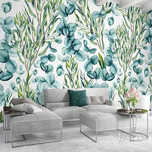 Papier Peint Panoramique Feuilles Vertes Rond Moderne Papier Peint 3D Intissé Décoration Murale