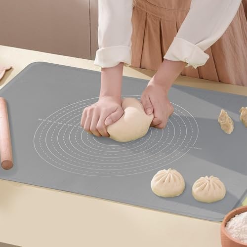 Silicone Baking Mat Extra Large Non-Stick Baking Mat with High Edge, Food Grade Silicone Dough Rolling Board for Pastry, Macarons, Pies, Bread, Cookies, Pizza, Fondant, Pasta (70x50cm)
