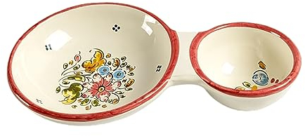 GÓNFER | Aceitunero Bandeja Aceitunas Cerámica Artesanal Pintado a Mano | Diseño Flores Rojo “Margarita” | Cerámica de Puente del Arzobispo | LA FÁBRICA DEL BARRO (Rojo)