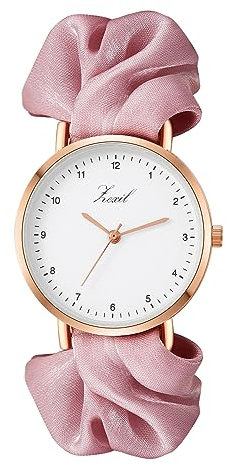 JewelryWe Uhren Damen Elastisch Haarband - Einzigartige Einfache Analog Quarz Armbanduhr Frauen Mädchen Uhr mit Lila Haargummi Elastisch Armband