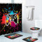 Bribay 4-teiliges Duschvorhang-Set, bunt, blau, rot, grün, orange, Spiel mit rutschfesten Teppichen, WC-Deckelbezug und Badematte, für Badezimmer-Dekor-Set, 183 x 183 cm