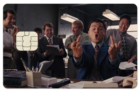 Wolf of Wall Street Kreditkarten Aufkleber, EC Karten Aufkleber, Funny Card Sticker, Stocks Credit Card Skin Cover Sticker (Large Chip)