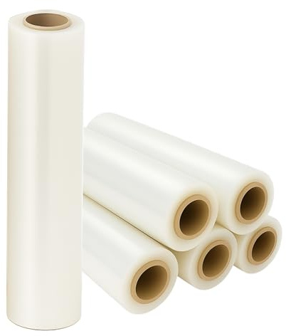 6 Rollen Mehrzweck-Stretchfolie, 140 Meter mit 50 cm Breite, extra stark und dick, transparente Folie, einfach zu verwenden, hochwertige, transparente Schrumpffolie, perfekt für Haushalt und