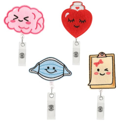 EBHO 4 Pezzi Porta Badge Retrattile Infermiera Porta Badge a Cordoncino Retrattile, Retrattile Bobina Clip ID Badge per Infermiere Dottore Insegnanti Studenti