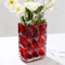 Vase en verre cristal - 20 cm - Vase à fleurs en verre transparent épais - Grand vase carré décoratif - Pour maison de ferme moderne - Décoration de maison (rouge)