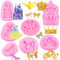 RFGHAC Lot de 7 moules en silicone pour fondant Cendrillon Château Citrouille Carrosse Robe Princesse Chaussures Noeud Couronne Chocolat Bonbons Moule en silicone pour décoration de gâteaux Cupcake