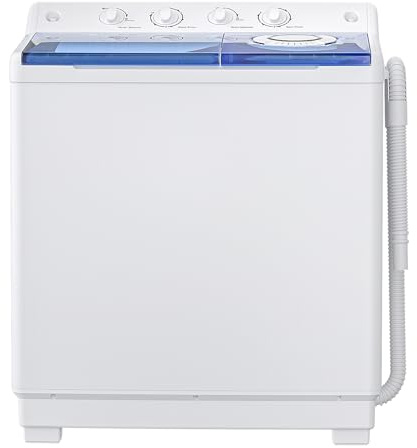 Zynkez 40Lbs Portable Washing Machine, Twin Tub 24Lbs Washer and 16Lbs Spinner Combo with Built-in Drain Pump, Semi-Automatic Compact Laundry Machine for Apartments, Dorms, RVs