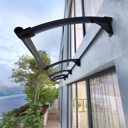 kefu01 Auvent de Porte d'Entrée Évier,Auvent de Fenêtres Autonettoyant à l'eau de Pluie,Auvent Marquise de Protection UV,45/55/65/80/90/100cm,avec Support Mural en Acier au Carbone (80x180cm/31 x71)