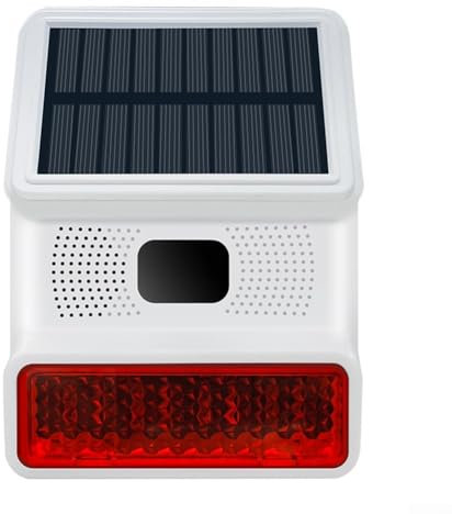 Gbtdoface Sirena di allarme, luce stroboscopica solare, senza fili, luce stroboscopica, per esterni, impermeabile, 433 MHz (wireless)
