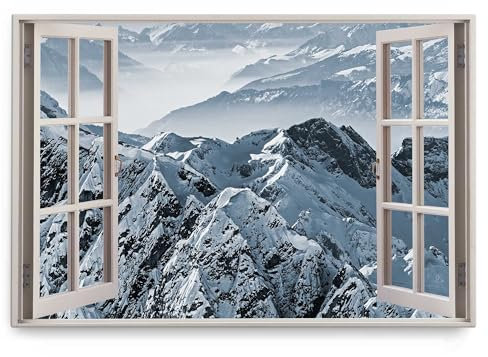 Paul Sinus Wandbild 120x80cm Fensterbild Berggipfel Schneegipfel Berge Gebirge Schnee