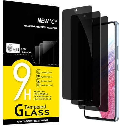 NEW'C 3 Pezzi, Pellicola Protettiva Privacy per Samsung Galaxy A53 5G, Equilibrio tra privacy e protezione degli occhi - Ultra resistente - Vetro con durezza 9H