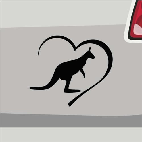 Stickerfreaks Känguru Herz Aufkleber Outback Sticker Australien Rally Auto Bike Love Uluru Aufkleber Größe: 7x6cm (S) | Farbe: 70-schwarz | Outback Sticker Kleber Deko Tuning Tier