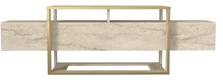 moebel17 Lowboard Anbauwand TV Lowboard Board Tisch Fernsehtisch Schrank für Wohnzimmer, Holz, Beige Granit Optik, mit Stauraum, Fernsehständer, 160 x 49,8 x 46,1 cm 2499