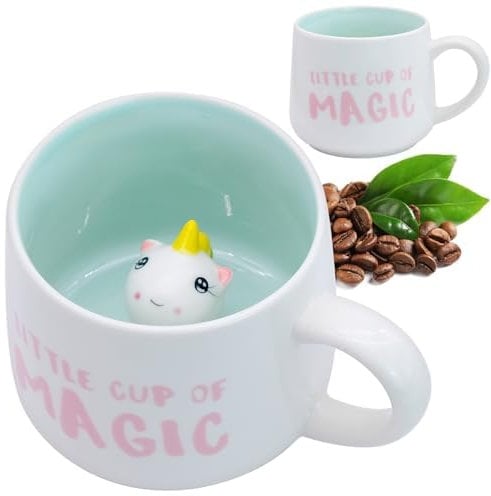 FORYNXHWIN 3D Unicorn Coffee Mug Cup, 12oz Ceramic Novelty Animal Cups, Unicorn Gifts for Girls Cute Unicorn Mug Kids Cups Chocolate Tea Milk Mugs Xmas Birthday Gifts for Friends Girls Women Wife