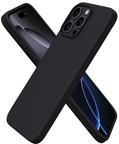 ORNARTO Compatible with iPhone 16 Pro Max Case 6.9, Slim Liquid Silicone 3 Layers Full Covered Soft Gel Rubber 16 Pro Max Phone Cases Cover 6.9 inch-Black Titanium