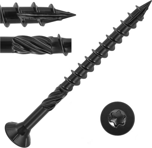 VGBUY Deck Screws #14 x 3 inch,Heavy Duty Exterior Wood Screws,Torx Drive Head Deck Screw Black Rust Resistant Epoxy Coated,Long Outdoor Decking Screws with Star Bit,for Fence,Timber(40 pcs)