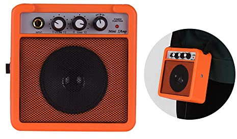 5W Portable Mini Guitar Amp 5 * 2.4 * 4.9in Guitar Amplifier Spreaker With Overdrive Function Headphone Jack For Electric Guitar (Orange)