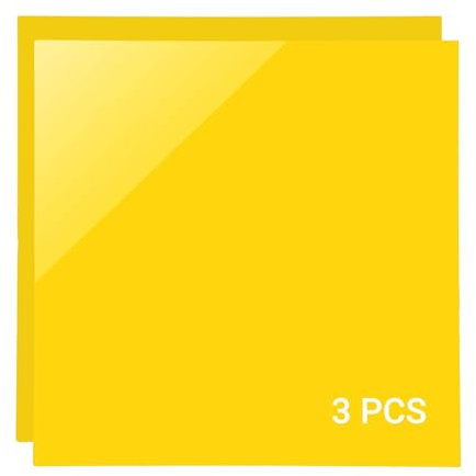 Uadme Acrylglas Platte Farbig 3mm, 3 Stück Kunststoffplatte, 30cm x 30cm Acrylplatten für Lasergravierte Schilder, Modellbau, Displays, Fotorahmen, Bastel- & DIY-Projekte, Gelb
