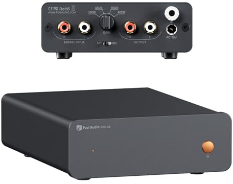 Fosi Audio Box X5 Phono Preamp for Turntable, Mini Preamplifier Home Audio for MM & MC Cartridge Turntable/Phonograph Record Player/Active Speakers, 4-Level Adjustable Gain 38/48/56/66 dB with RCA