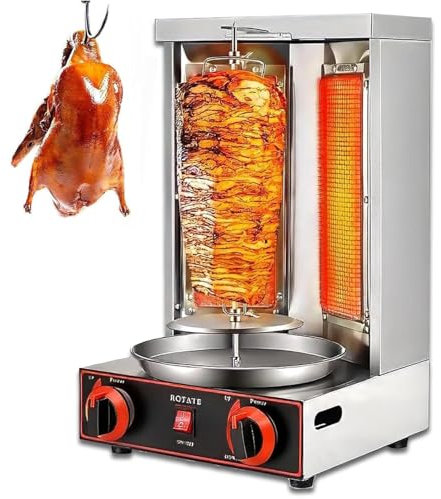 XCSCUK Máquina de Kebab Vertical, Parrilla de Kebab con rotación automática, Horno asador a Gas, para Uso Comercial y doméstico
