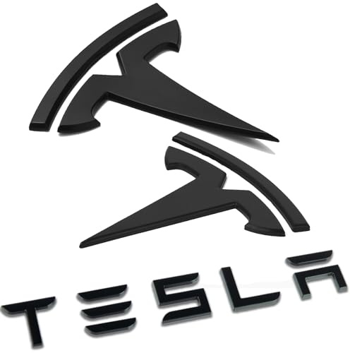 Verbessertes 2024 Modell Y Emblem Abdeckung für vorne und hinten und vollständiger Buchstaben-Emblem-Ersatz – kompatibel mit Tesla Model Y Zubehör 2023–2021 Logo-Abdeckung – Mattschwarz