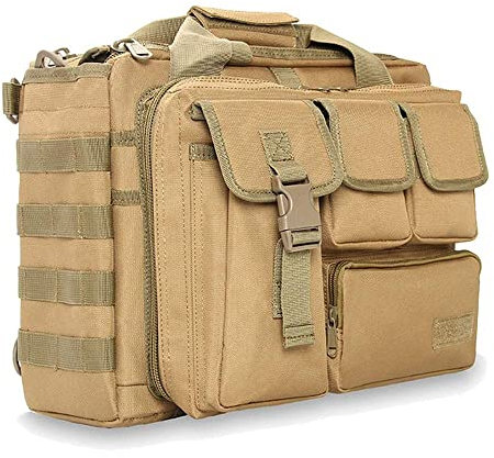Taktische Aktentasche, taktische Computertasche, 35,8 cm (15,6 Zoll), Militär-Laptop, Messenger, Multifunktions-Aktentasche für Herren, Khaki, 39 cm