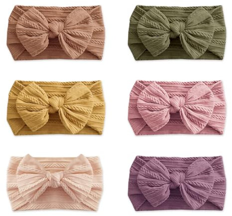 GIDWRIY 6 diademas para bebés y niñas, cintas para la cabeza de nailon, accesorios para bebé