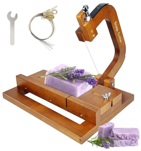 Joselin Seifenschneider Aus mit Drahtschneider und Größenskala für Handgemachte Seife, Käse, Butter, Kerzen – Eiche