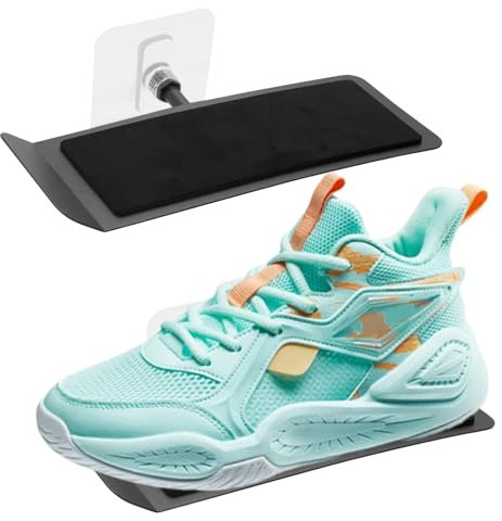 xyuayamz Sneaker Wandhalterungen, Schuhregal Wandmontage, Schwimmende Schuh Regale, Sportschuhe Regal Hängend für Schlafzimmer Wohnzimmer Wand Display, Ohne Bohren, Metall, 2 Stück, Schwarz