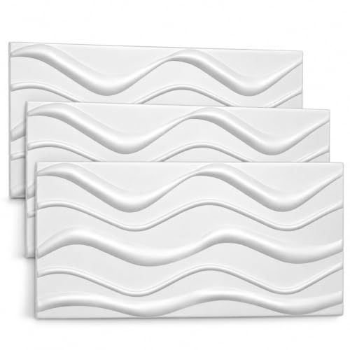 Paneele Polystyrol XPS reines Styropor – Leichte Wandverkleidung 100x50 cm – Moderne Deckenpaneele Wanddeko – Einfache Montage Big Wave Weiß .XL 20m² - 40 Stück