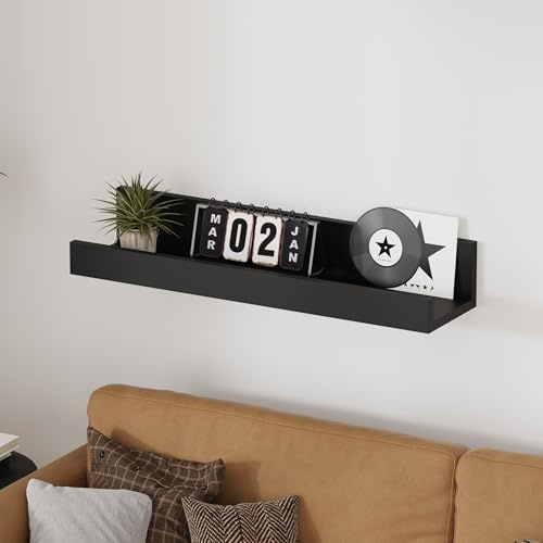 AVC Designs Floating Shelves, 60cm Shelves for wall, Wood Wall Shelves, Wooden Shelves for Bathroom, Bedroom, Office, Living Room, Kitchen, etc (1, Black)