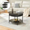 [en.casa] Couchtisch mit Hebeplatte rund Kandas Wohnzimmertisch mit Stauraum Ø70 x 49 cm Kleiner Tisch erhöhbar mit Metallgestell in Schwarz