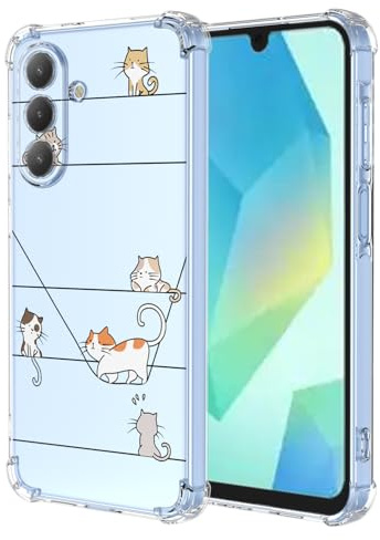 XINYEXIN Handyhülle für Samsung Galaxy A17 5G/4G Hülle Süße Katze Cartoon Muster Design Mode Ultra Dünn Transparent Schutzhülle Stoßfest TPU Bumper Clear Case - Kitten