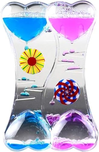 Doppio Cuore Liquido Movimento Bolla Drip Olio Clessidra Timer Orologio Regalo Doppio Cuore Liquido Movimento Bolla Drip Olio Clessidra Timer Blu Rosa Gadget