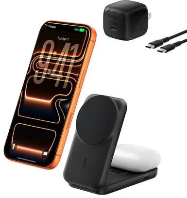 Belkin Qi2.2 25W Wireless 2 in 1 Foldable Fast Charging Station for iPhone